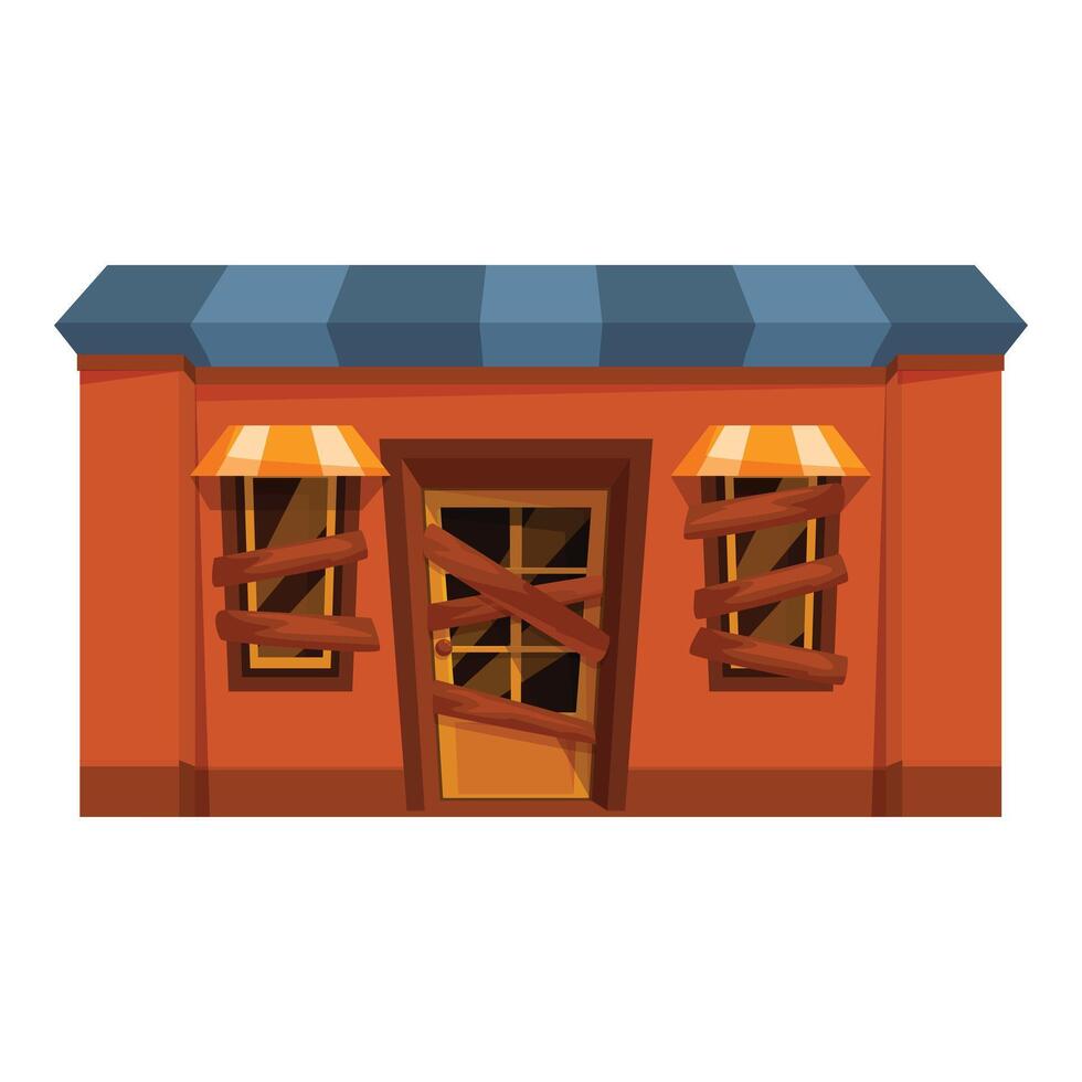 Abandoned building with boarded up windows and doors vector