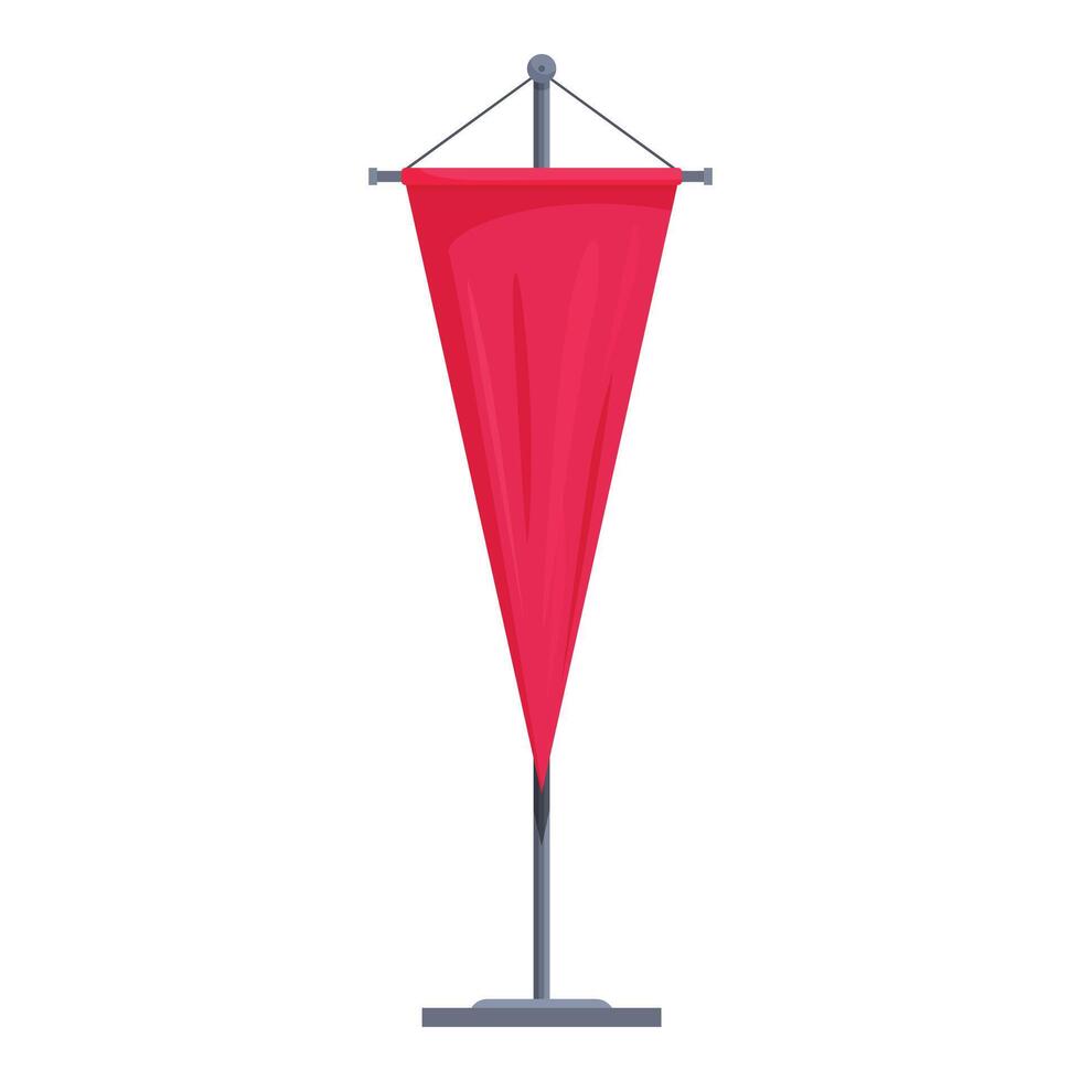Red pennant flag hanging on metal pole displaying important information vector
