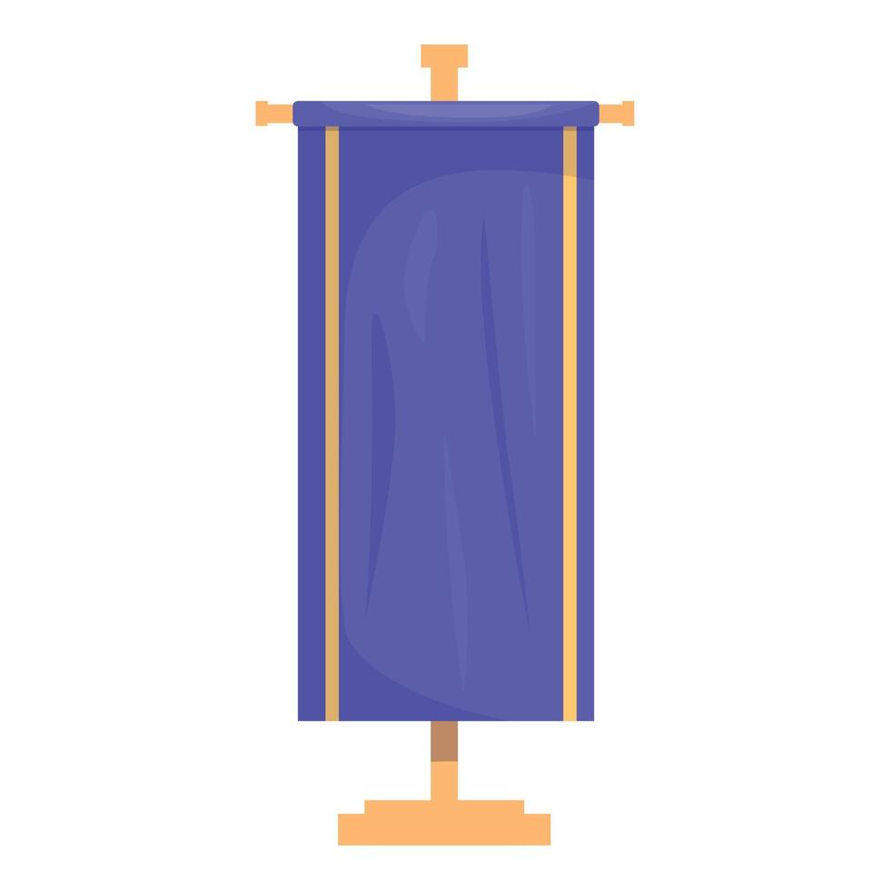 Blue banner hanging on wooden stand for important announcement vector