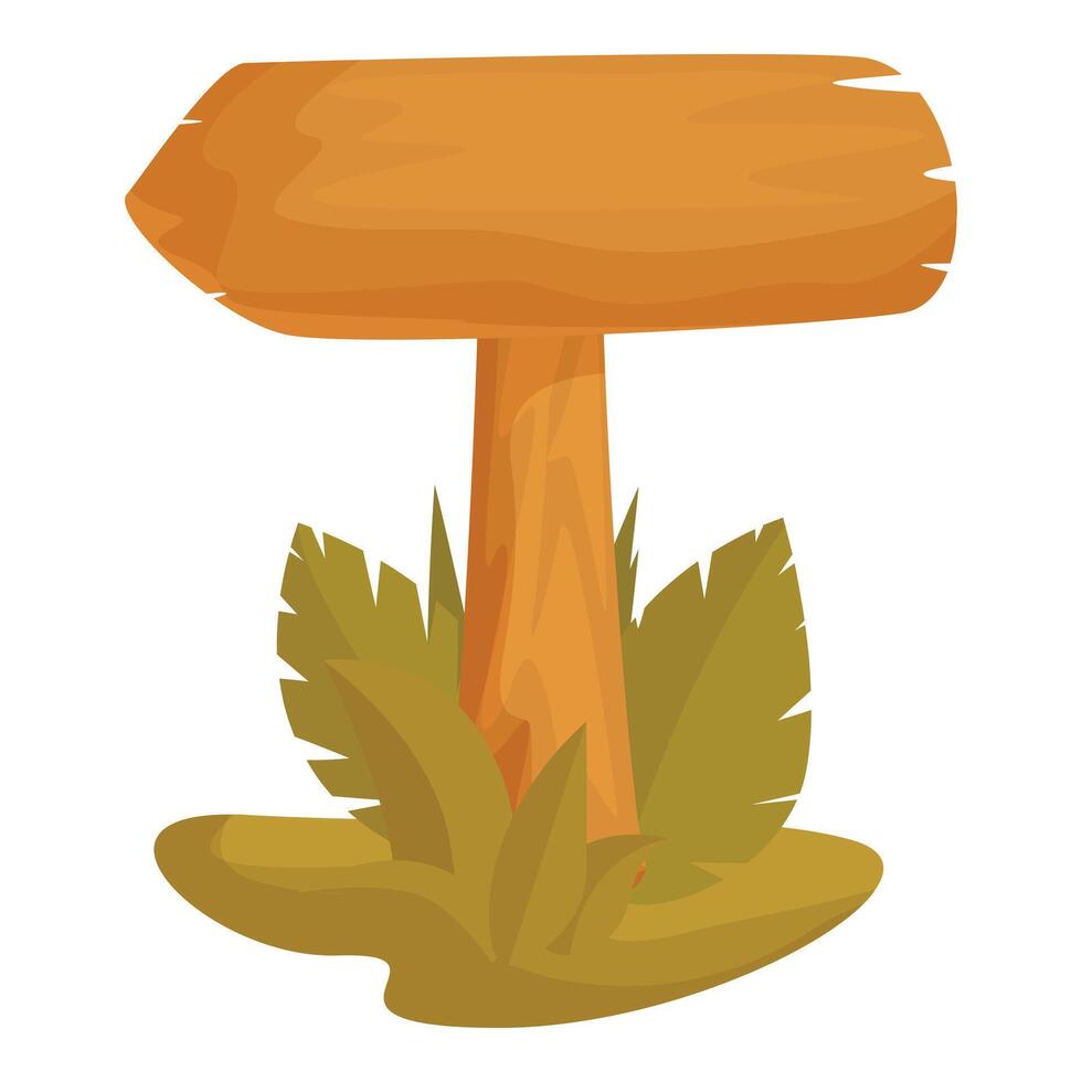 Wooden signpost surrounded by grass pointing right with copy space vector