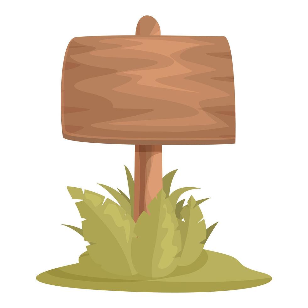Wooden sign standing on grass patch with leaves vector
