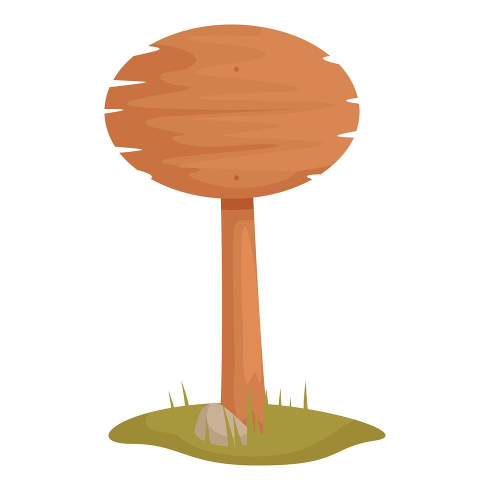 Round wooden sign standing on grass with copy space vector