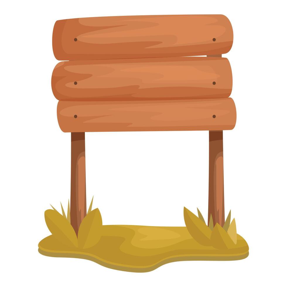 Wooden sign standing on two posts in the grass vector