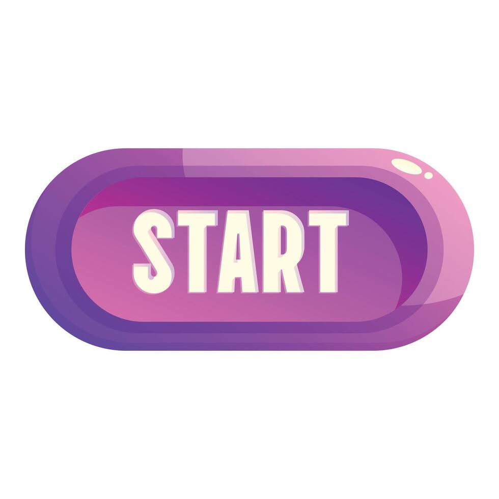 Shiny purple start button inviting user to begin vector