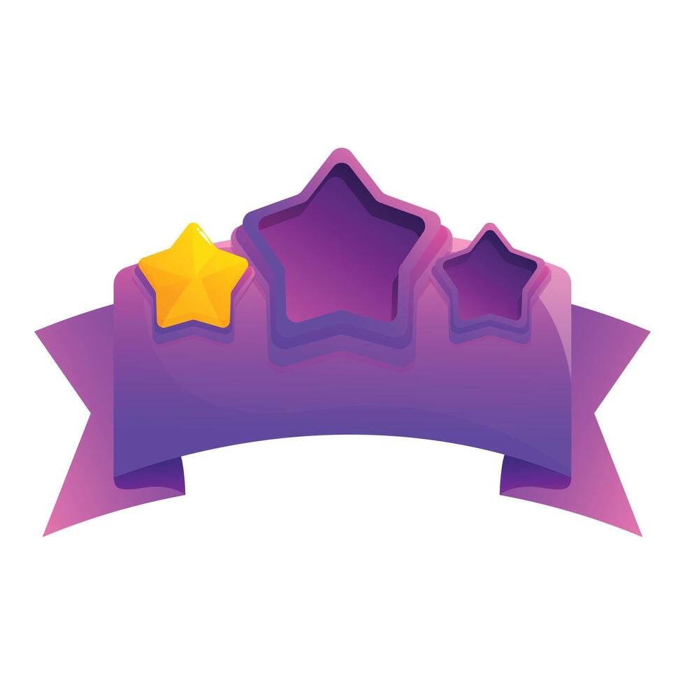 Purple banner showing customer review rating with three stars vector