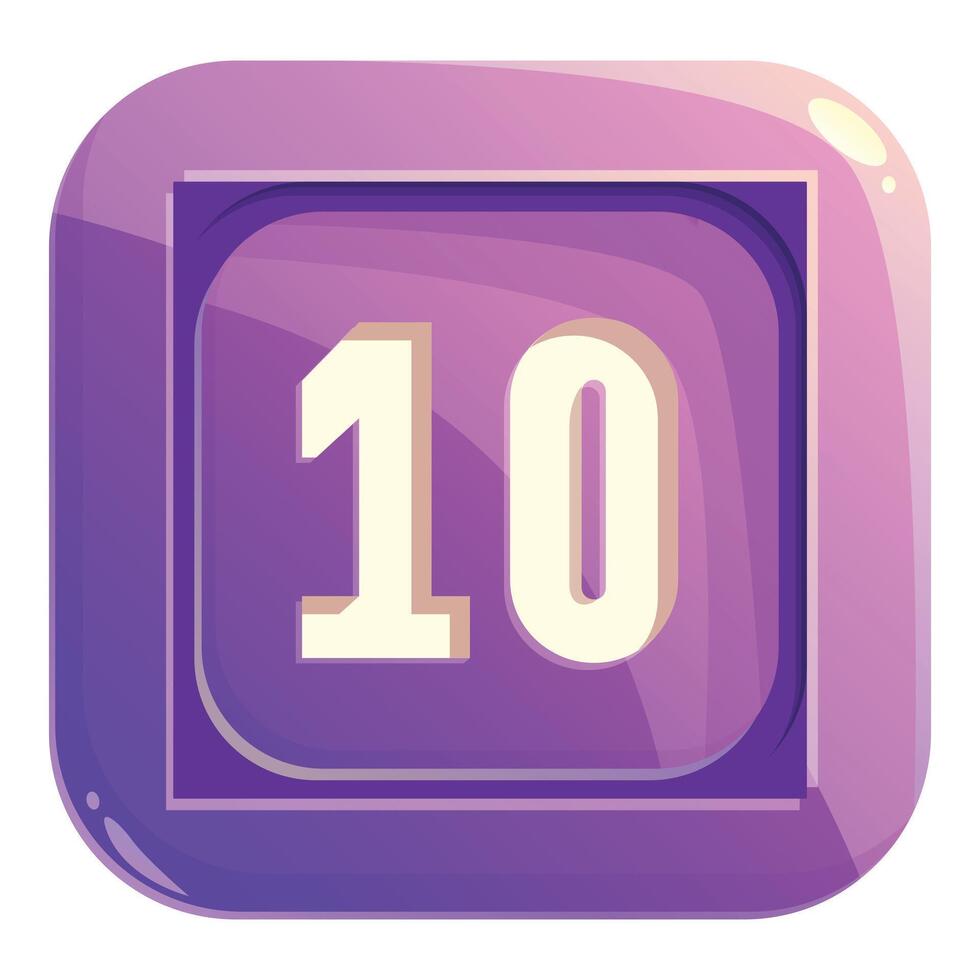 Purple rounded square icon showing number ten vector