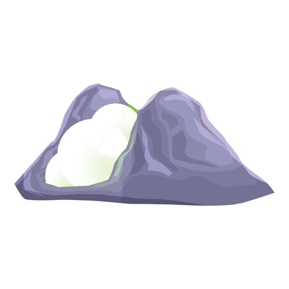 Glowing stones resting inside a mountain cave vector