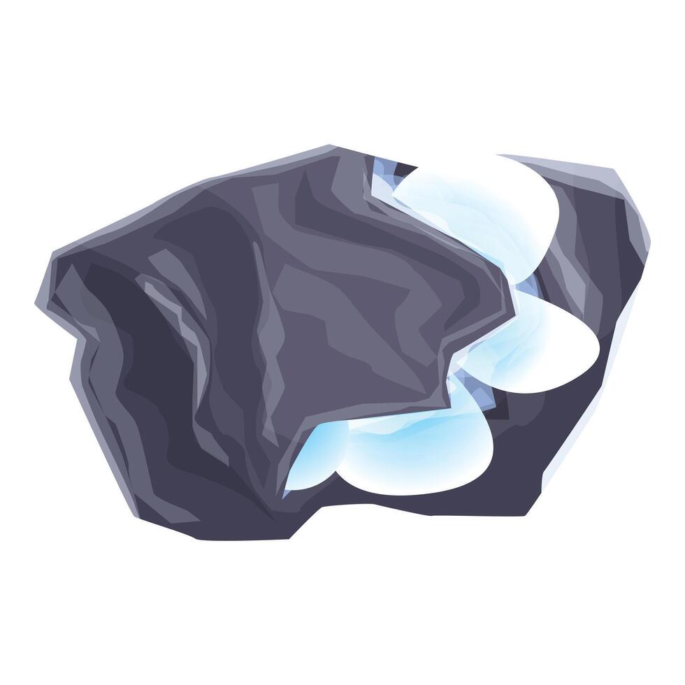 Glowing crystals growing on large stone surface vector