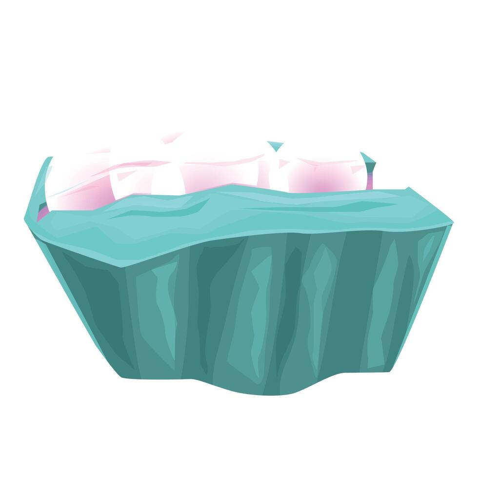 Turquoise stone platform with pink crystals growing out of it vector