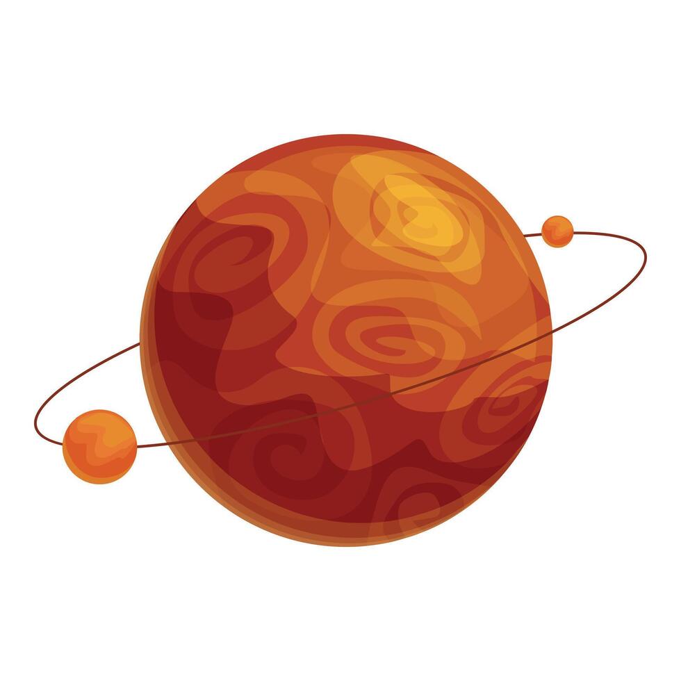 Red planet with two moons orbiting around it vector