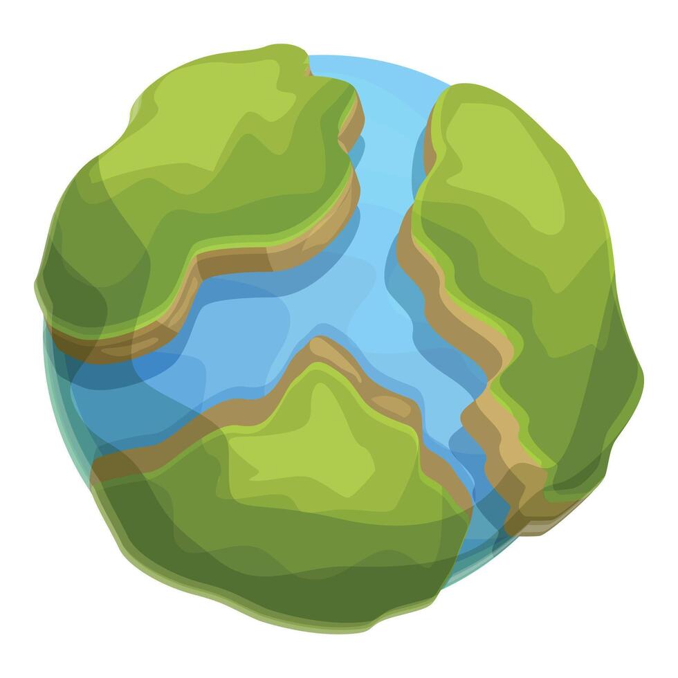Cartoon planet earth showing continents and oceans from space vector