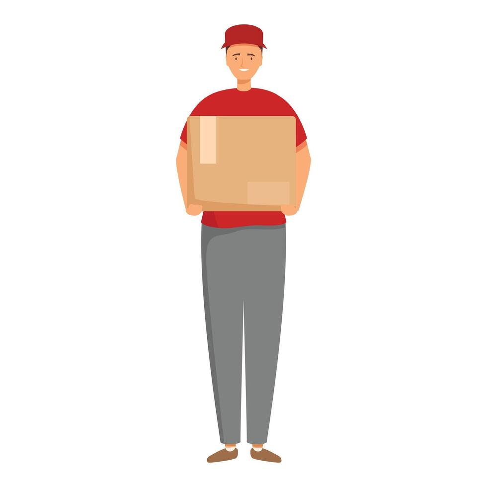 Smiling delivery man is holding a package vector