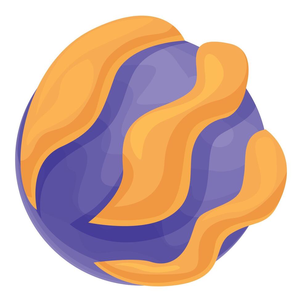 Abstract planet with flowing orange stripes on purple surface vector