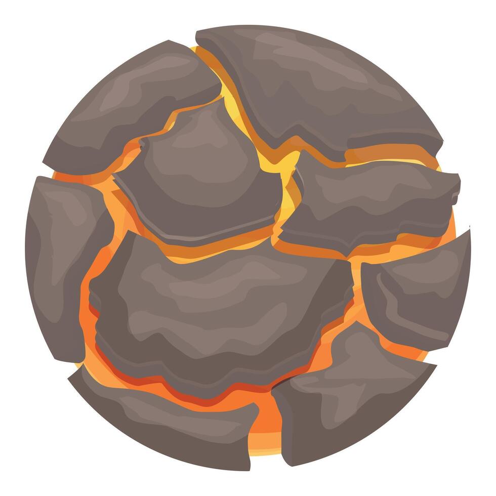 Hot lava planet with molten surface showing cracks vector