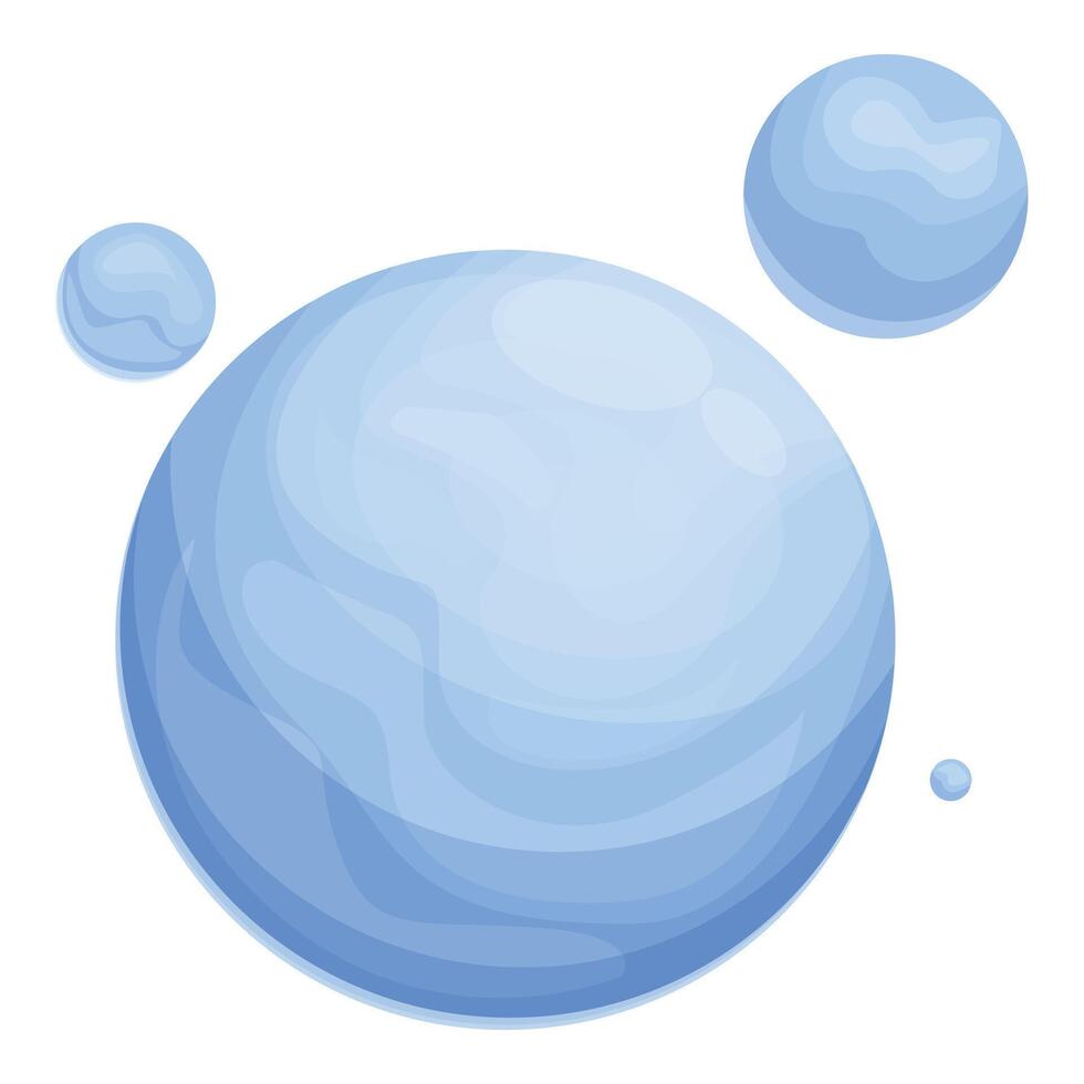 Blue planet floating in space with smaller moons orbiting around vector