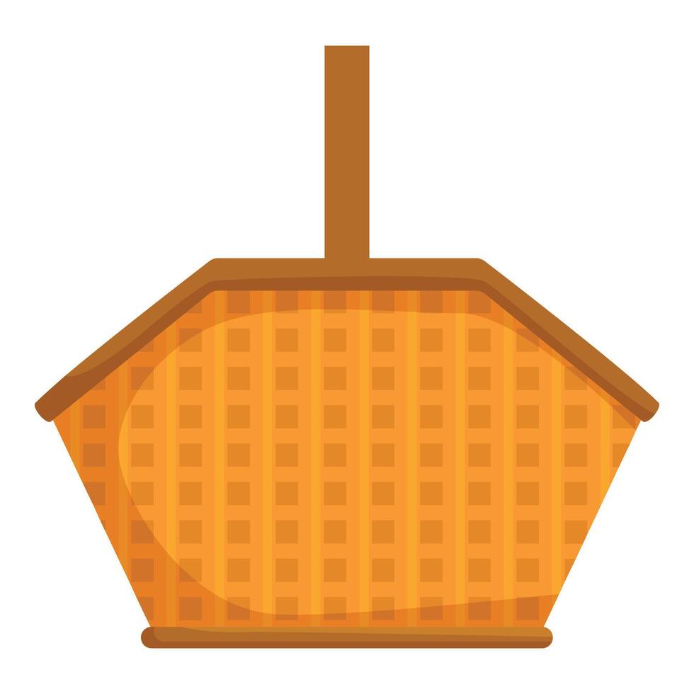Empty wicker picnic basket standing up with handle vector