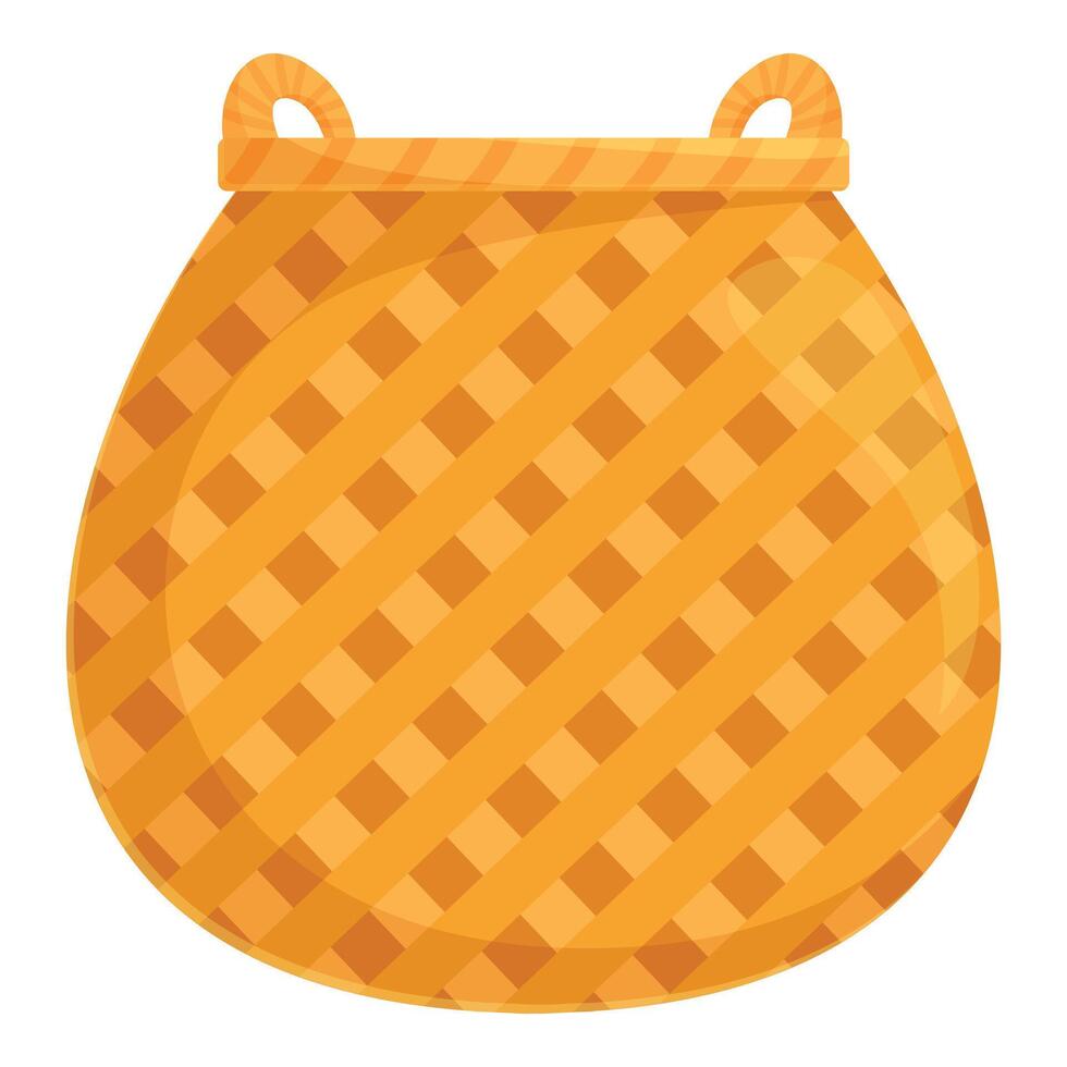 Empty wicker basket standing upright with handles vector