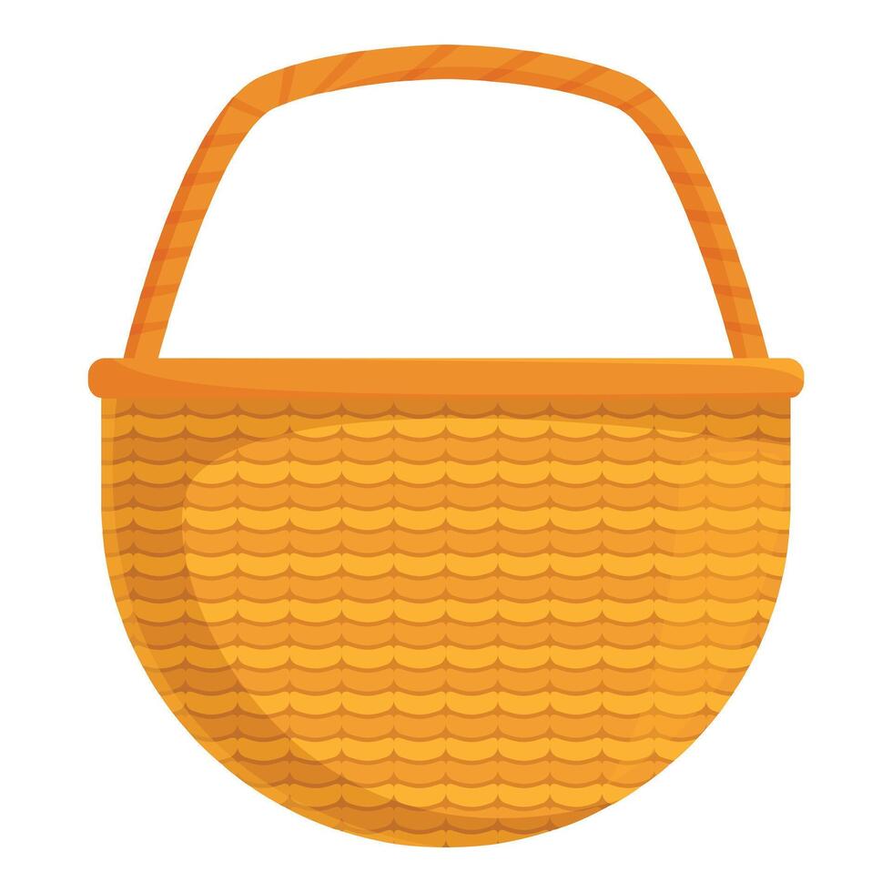 Empty wicker basket standing up with handle vector