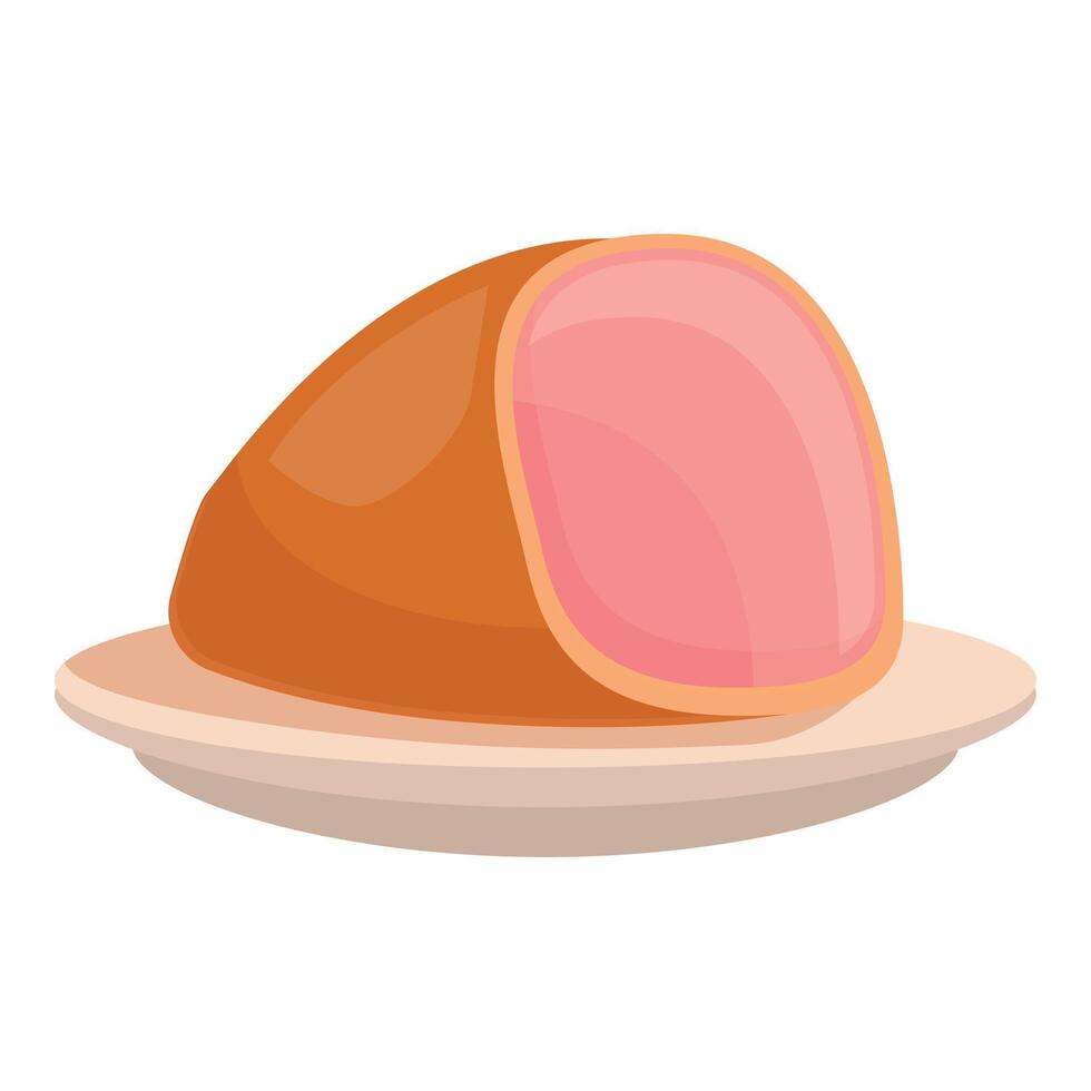 Big piece of ham resting on a plate vector