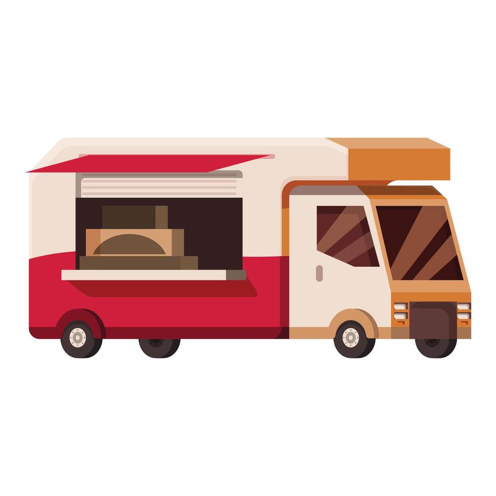 Food truck parking and offering take away food service vector