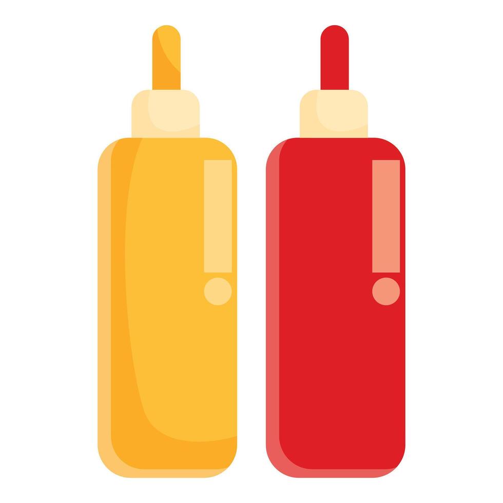 Ketchup and mustard bottles standing side by side vector