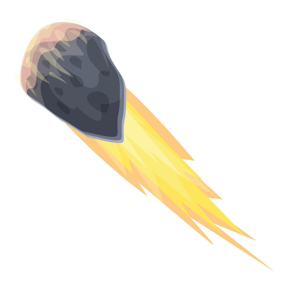 Burning meteor leaving fiery trail in space vector