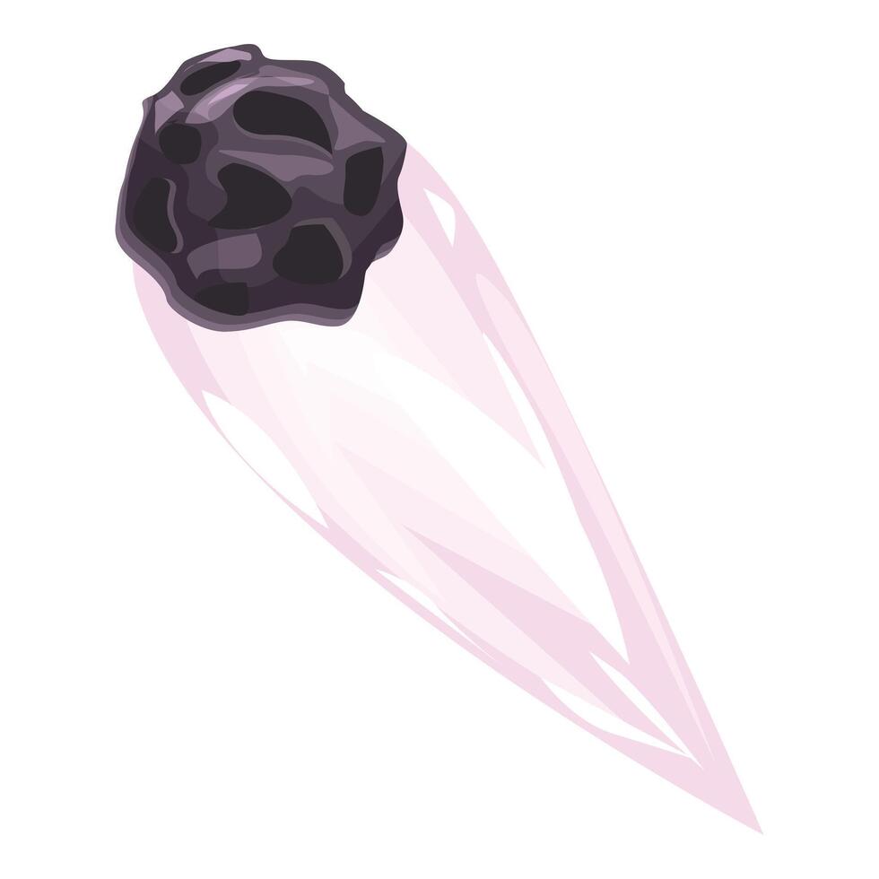 Meteorite leaving pink trail while flying through space vector