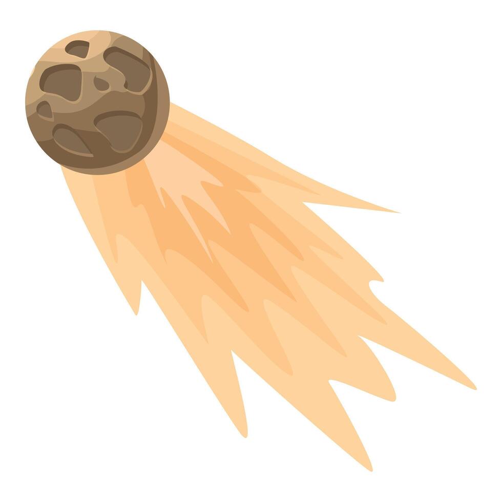 Asteroid burning up while entering atmosphere leaving fiery trail vector