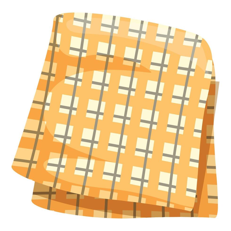 Folded yellow napkin with square pattern for picnic vector
