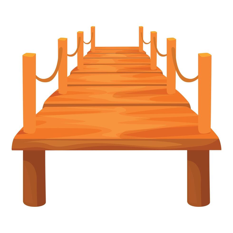 Wooden pier stretching over water, leading to nowhere, isolated on white background vector
