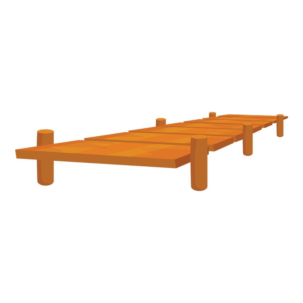 Cartoon style icon of a wooden pier extending over the water vector