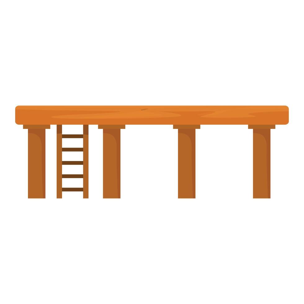 Wooden table with ladder standing on four legs vector