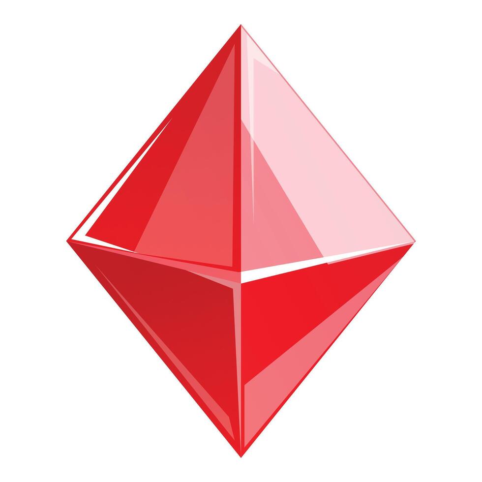 Red crystal gemstone shining brightly on white background vector