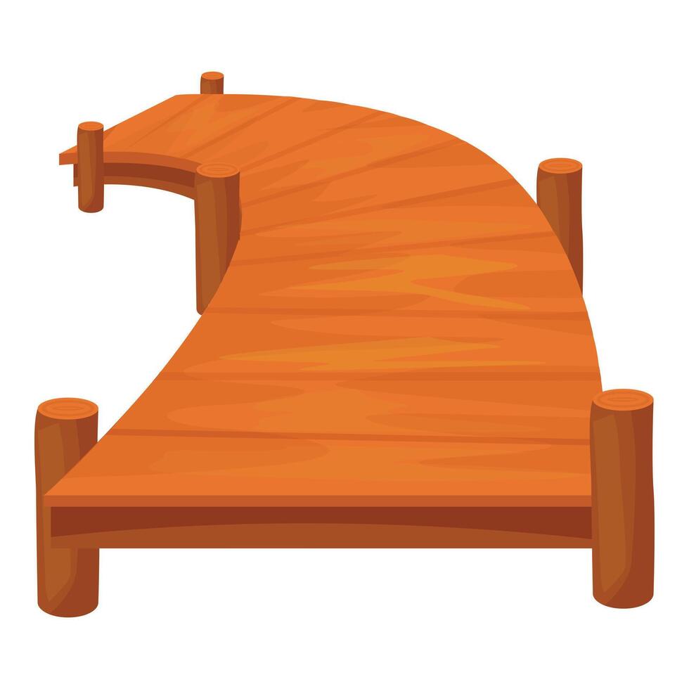 Wooden curved footbridge leading out of sight on white background vector