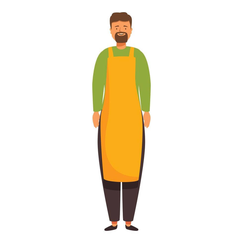 Smiling man with a beard wearing a yellow apron standing vector