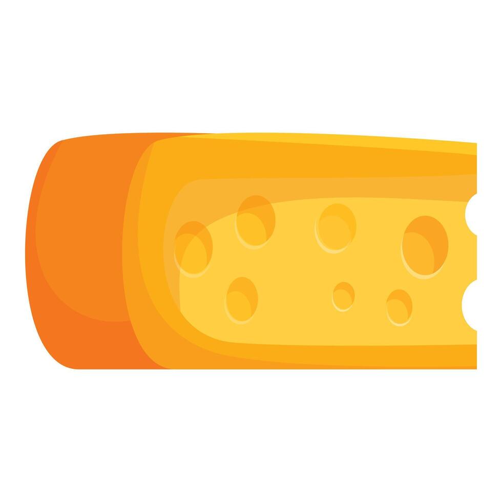 Piece of swiss cheese with holes is being cut for tasting vector