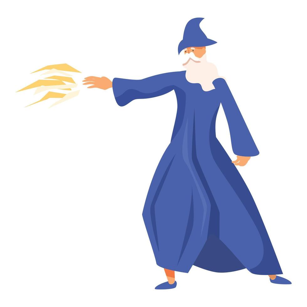 Powerful wizard casting a magic spell with his hand vector