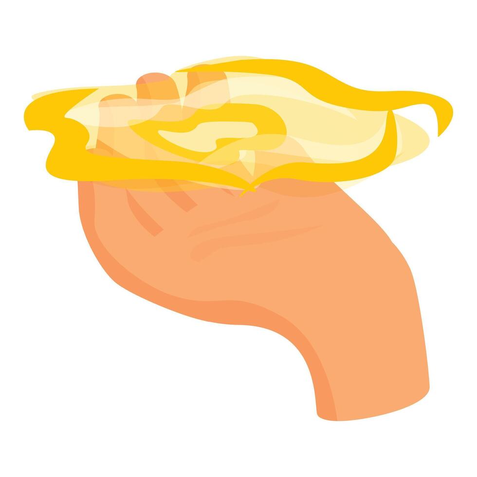 Hand holding abstract yellow substance, concept of innovation and creativity vector