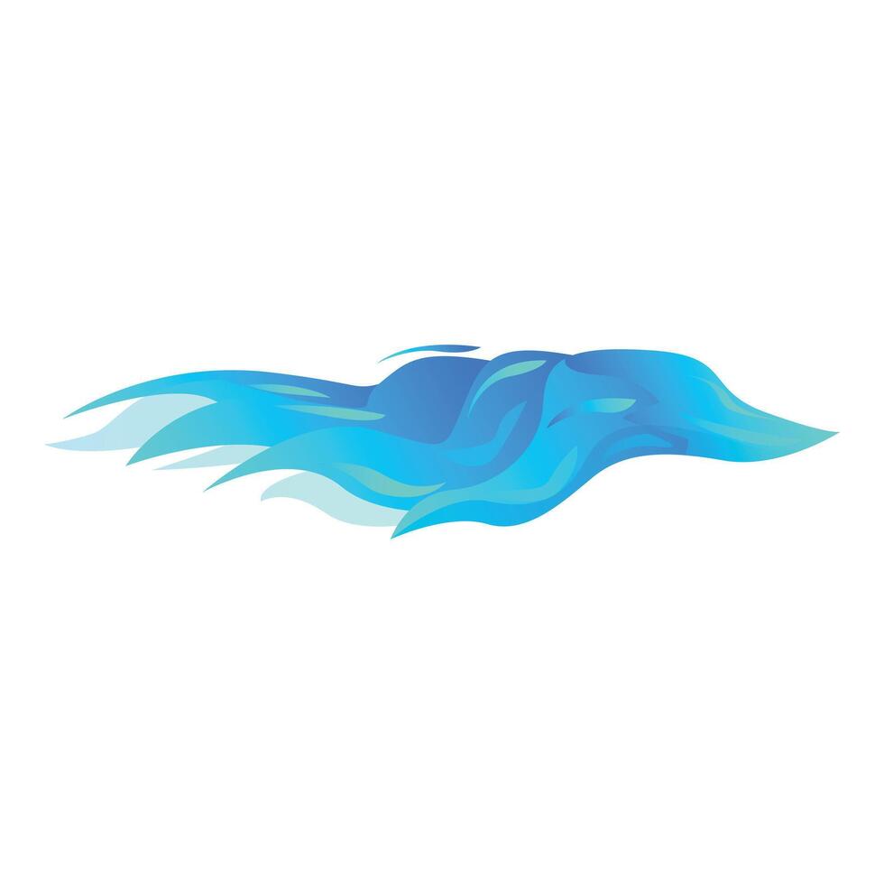 Blue fire burning with gradient color spreading sideways vector