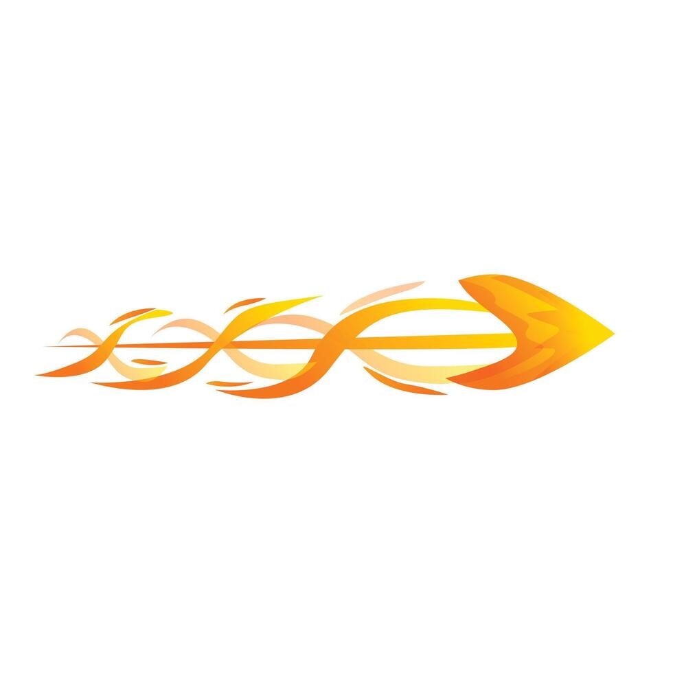 Burning arrow flying creating fire wave illustration vector