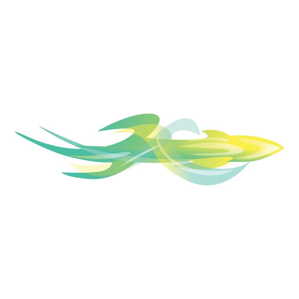Green and yellow abstract shape with a pointy end flowing to the right vector