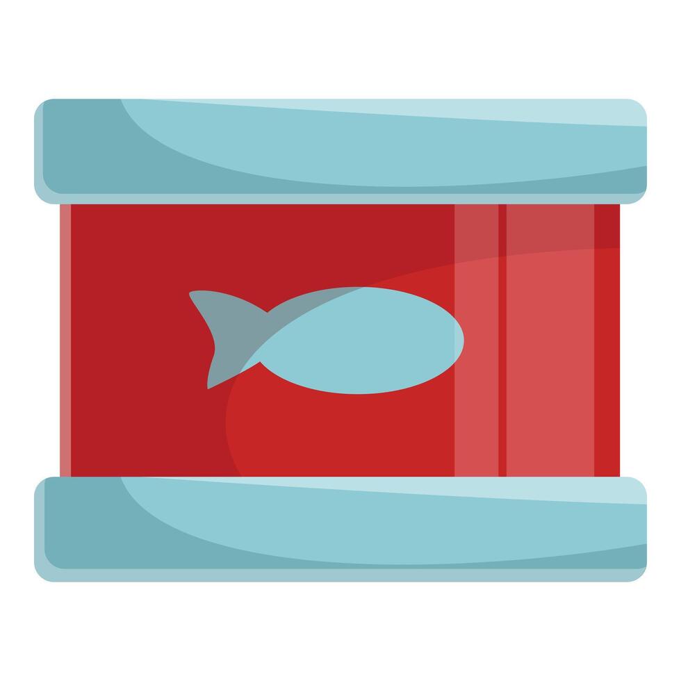 Red aluminum can containing preserved fish for sale vector
