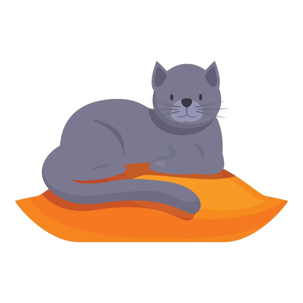 Grey cat relaxing on a pillow, adorable feline taking a nap vector