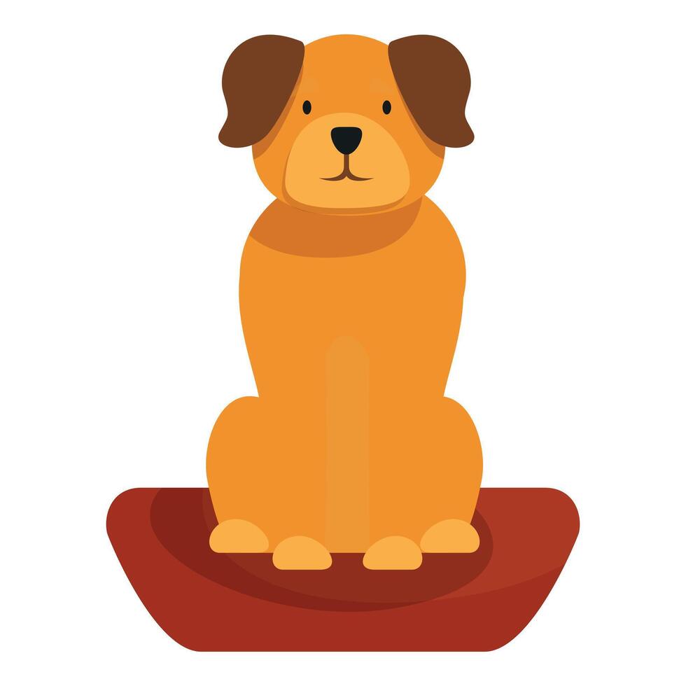Cartoon dog is sitting on a mat looking forward vector