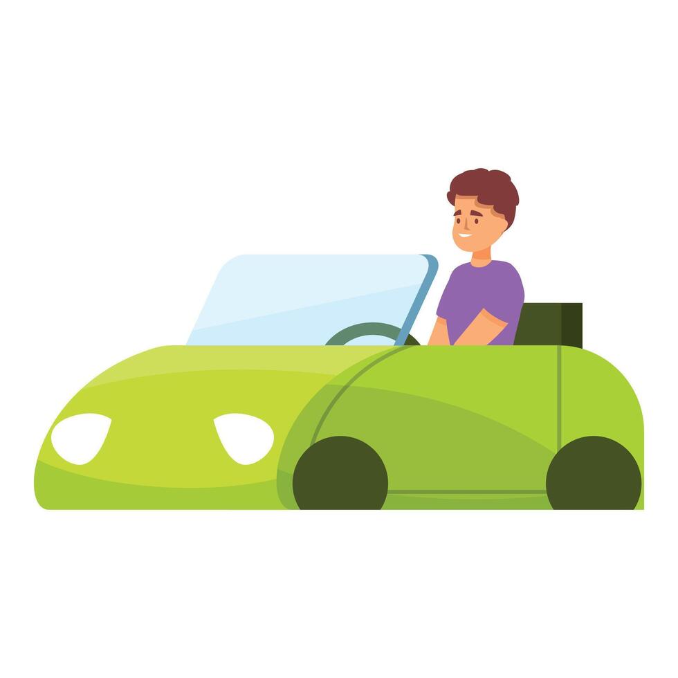 Young man is driving his new eco friendly car vector