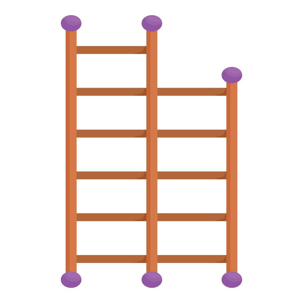 Wooden swedish ladder standing on purple balls for gymnastics vector