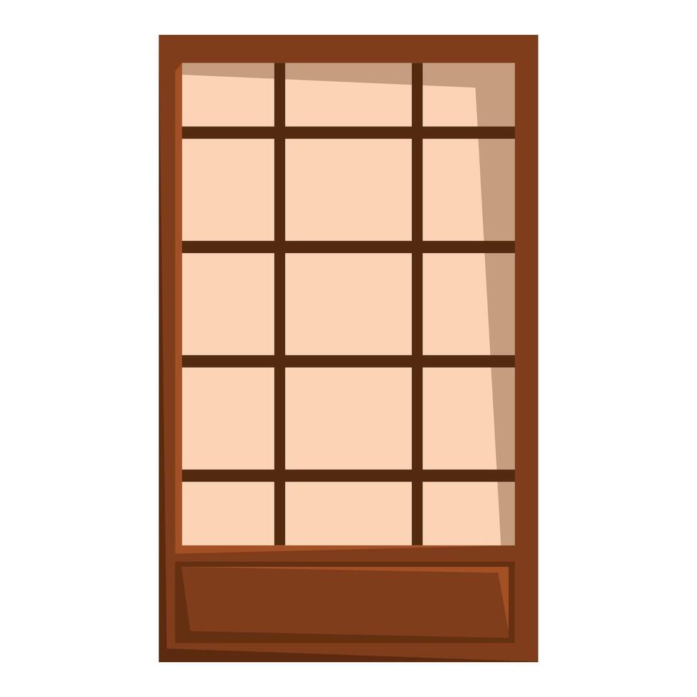 Traditional japanese shoji sliding door with wooden frame vector