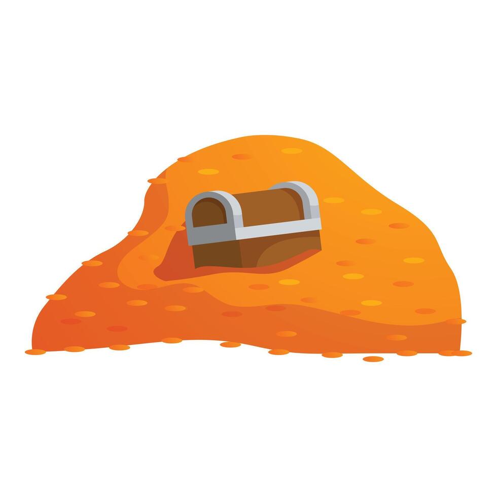Wooden treasure chest buried under a mountain of gold coins vector