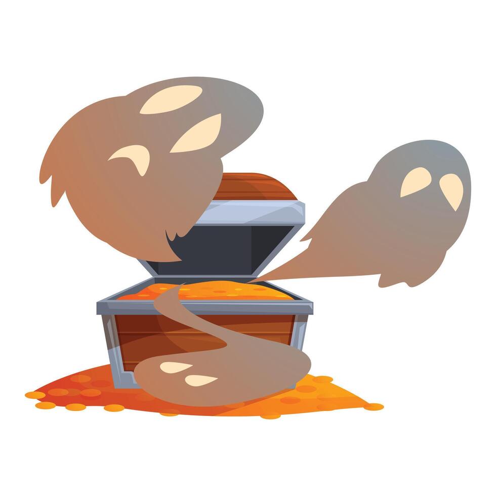 Ghosts guarding treasure chest filled with gold coins vector