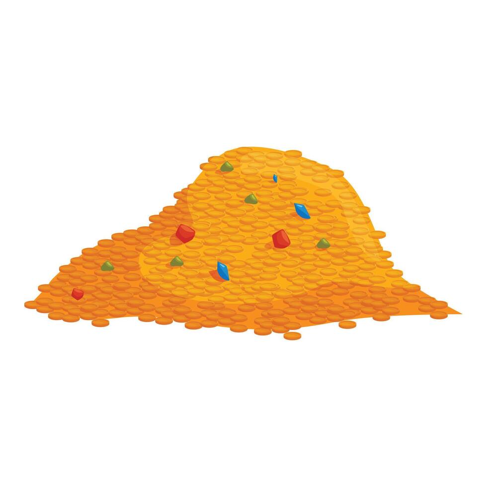 Big treasure heap glittering with gold coins and gems vector